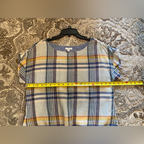 LL Bean Signature 100% Linen Top M Plaid Beach Lightweight Tie Summer Sleeveless - Picture 8 of 8